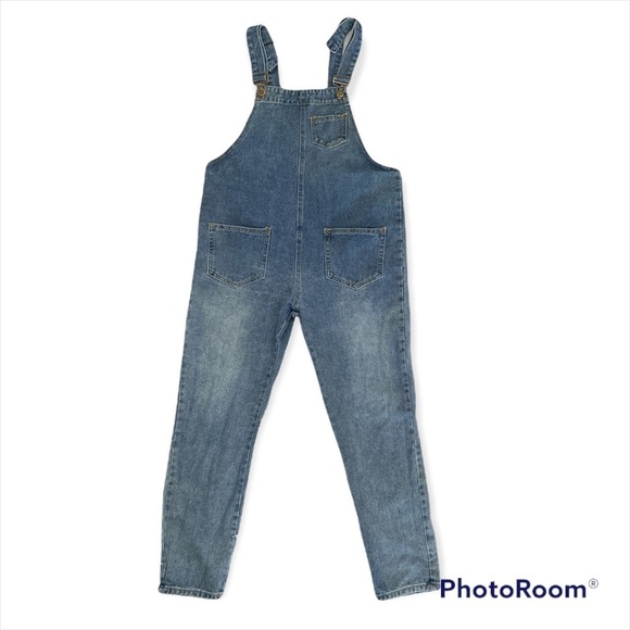 Frontwards backwards medium wash denim overalls - Picture 1 of 8